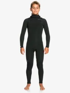 Quiksilver 4/3mm Everyday Sessions - Combinaison De Surf à Capuche Avec Zip Poitrine Pour Garçon