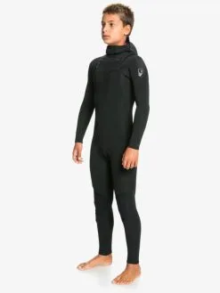 Quiksilver 4/3mm Everyday Sessions - Combinaison De Surf à Capuche Avec Zip Poitrine Pour Garçon -Surf Soldes eqbw203006 quiksilverw kvd0 frt3