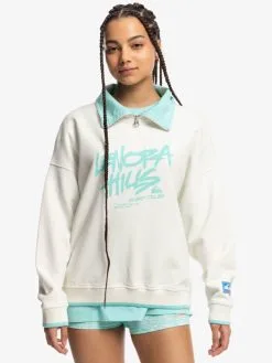 Quiksilver X Stranger Things Lenora 2022 - Sweat à Demi-zip Pour Femme -Surf Soldes eqwft03161 quiksilverw wbk0 frt1