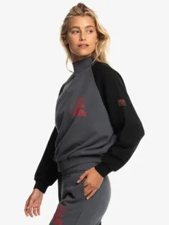 Quiksilver X Stranger Things Upside Down 2022 - Sweat Oversized Pour Femme -Surf Soldes eqwft03162 quiksilverw kzm0 frt2