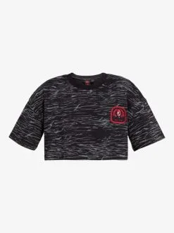 Quiksilver X Stranger Things Upside Down 2022 - T-shirt Cropped Pour Femme -Surf Soldes eqwkt03187 quiksilverv kzm6 frt1