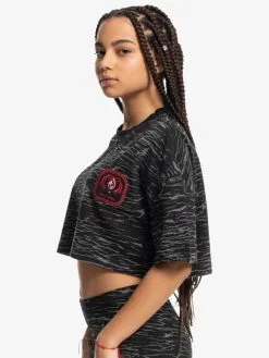 Quiksilver X Stranger Things Upside Down 2022 - T-shirt Cropped Pour Femme -Surf Soldes eqwkt03187 quiksilverw kzm6 frt2