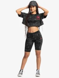 Quiksilver X Stranger Things Upside Down 2022 - T-shirt Cropped Pour Femme -Surf Soldes eqwkt03187 quiksilverw kzm6 frt9