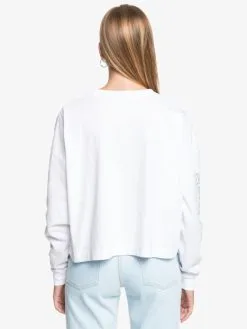 Quiksilver Womens Oversized Crop - T-shirt Manches Longues En Matière Biologique Pour Femme -Surf Soldes eqwzt03045 quiksilverw wbb0 bck1