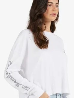 Quiksilver Womens Oversized Crop - T-shirt Manches Longues En Matière Biologique Pour Femme -Surf Soldes eqwzt03045 quiksilverw wbb0 dtl1