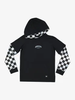 Quiksilver Checkers - T-shirt Manches Longues à Capuche Pour Garçon 8-16 Ans