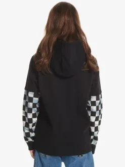 Quiksilver Checkers - T-shirt Manches Longues à Capuche Pour Garçon 8-16 Ans -Surf Soldes uqbkt03052 quiksilverw kvj0 bck1