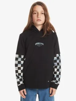 Quiksilver Checkers - T-shirt Manches Longues à Capuche Pour Garçon 8-16 Ans -Surf Soldes uqbkt03052 quiksilverw kvj0 frt1